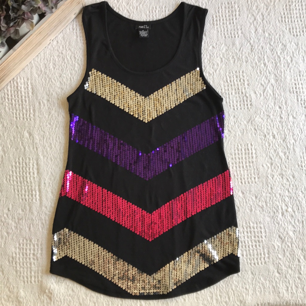 Rue21 Black And Sequin Tank Top